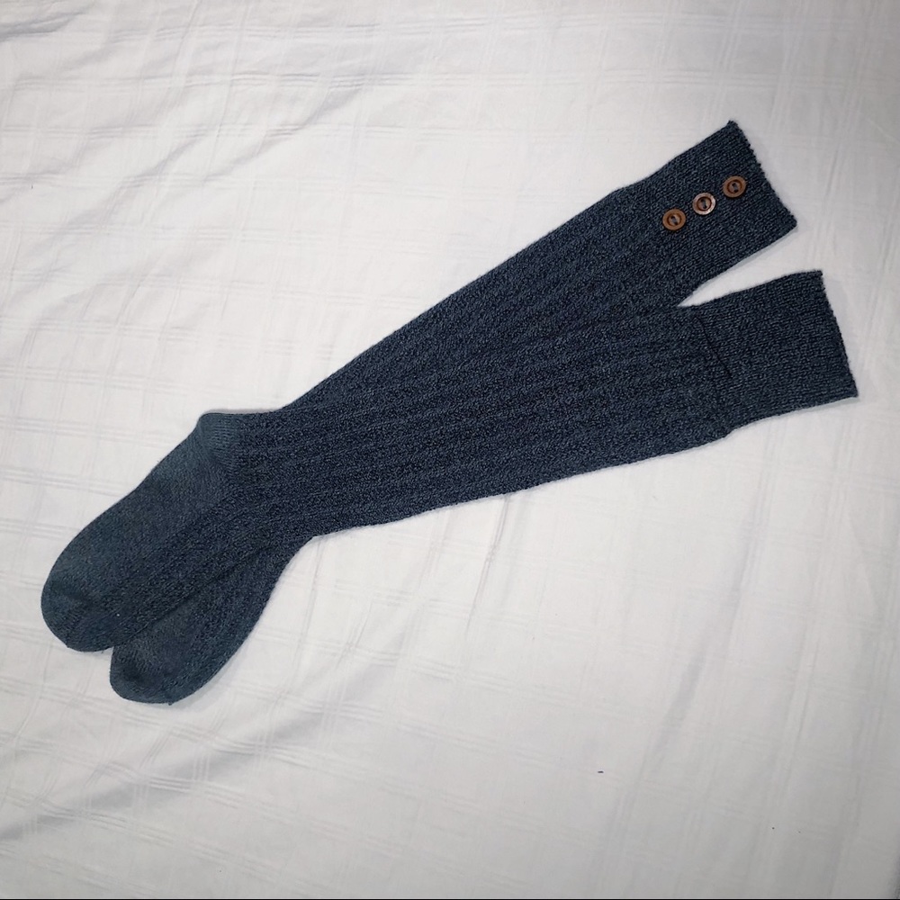 Blue Knit Long Socks with Buttons - NWOT